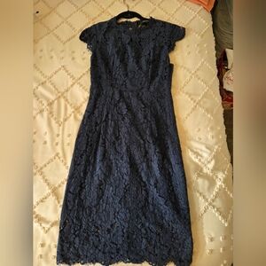Elegant Navy Lace Dress